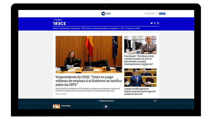TRECE renueva su web para reforzar las emisiones online TRECE nueva web